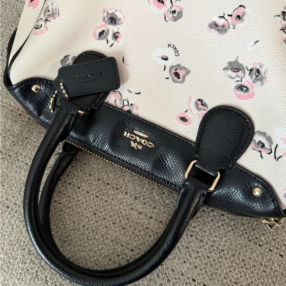 Coach Black and White Floral Satchel - Picture 4 of 14